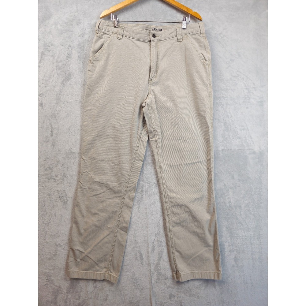Carhartt Rugged Flex Canvas Work Khaki Pants Mens 38x32 Relaxed Fit Utility